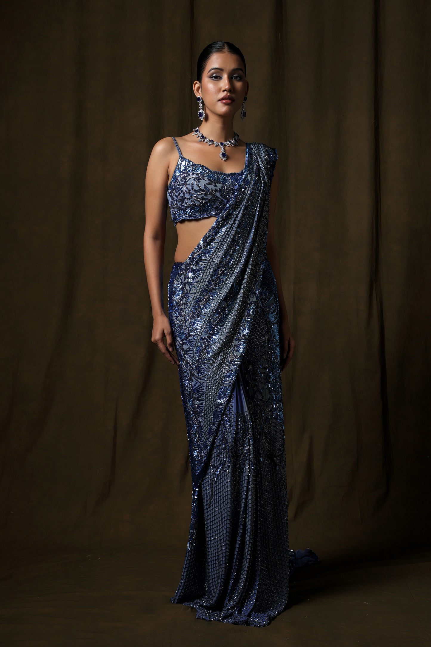 BLUE DRAPE SAREE