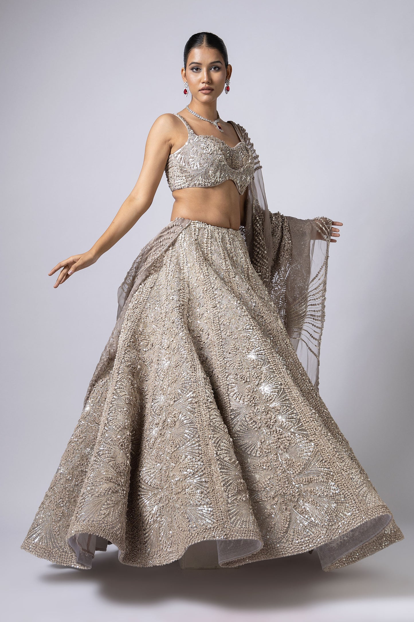 SILVER LEHENGA SET