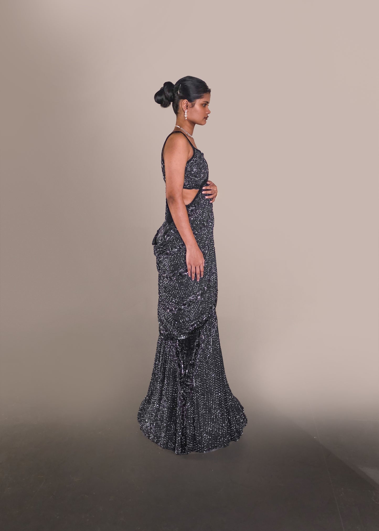 NAVY BLUE DRAPE SAREE