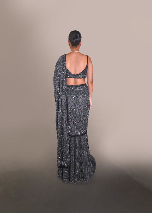 NAVY BLUE DRAPE SAREE
