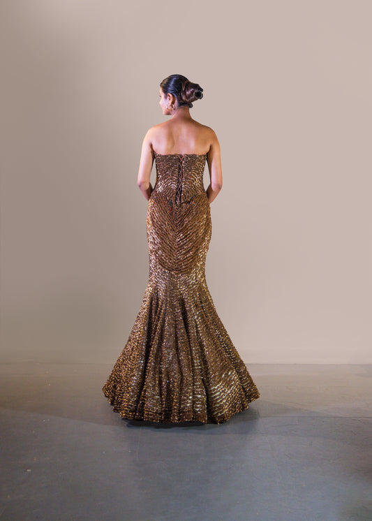 COPPER FISH CUT SKIRT SET
