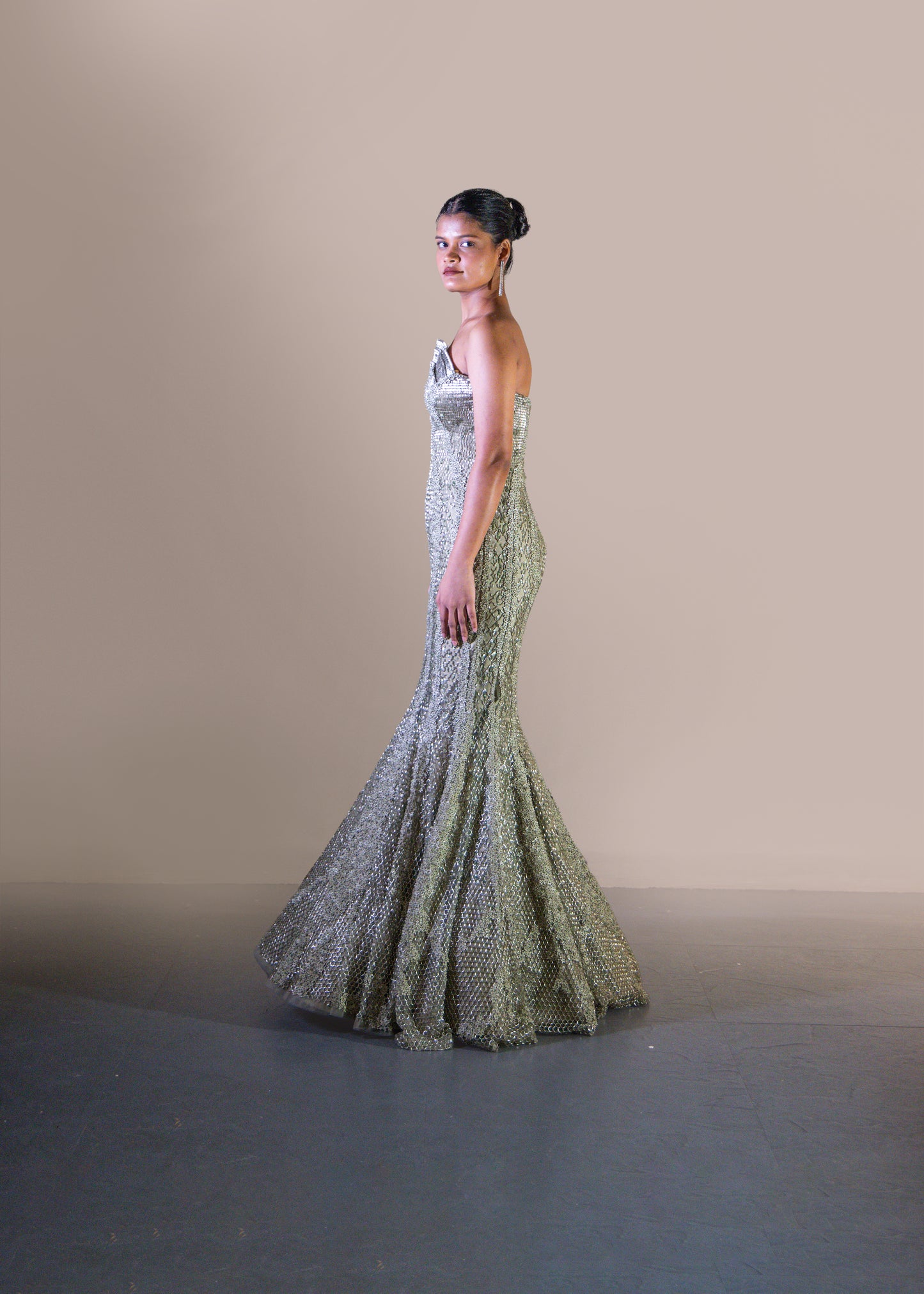 MINT GREEN FISH CUT GOWN