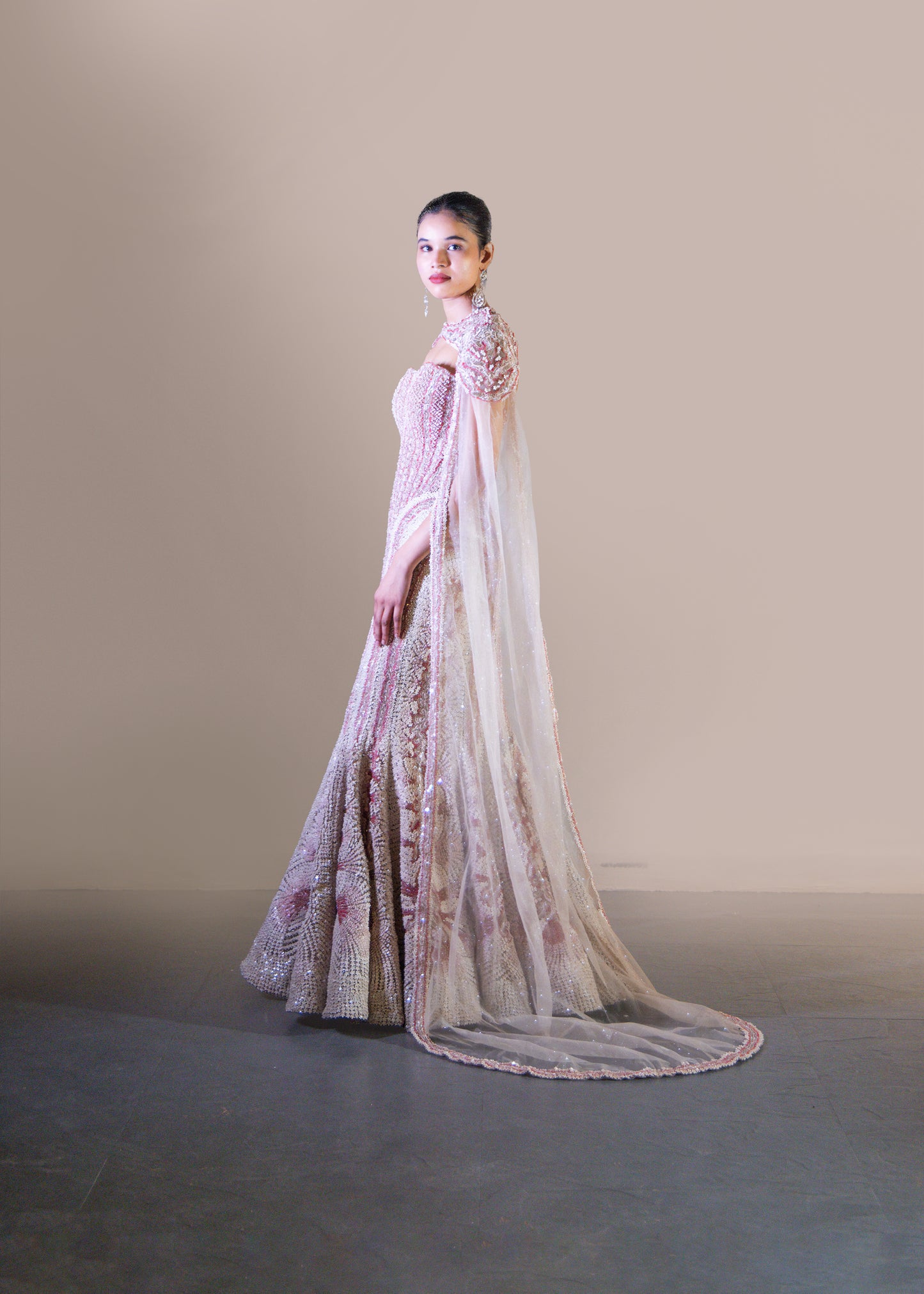 PINK OMBRE FISH CUT GOWN SET