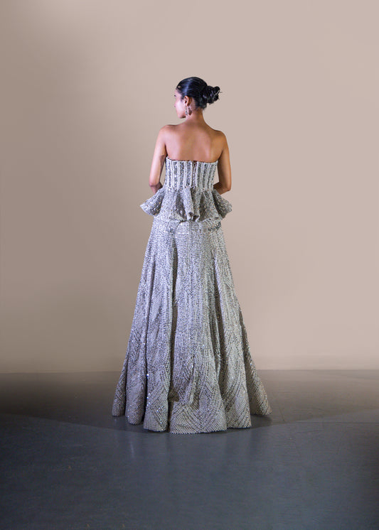 MIDNIGHT SILVER A LINE SKIRT SET