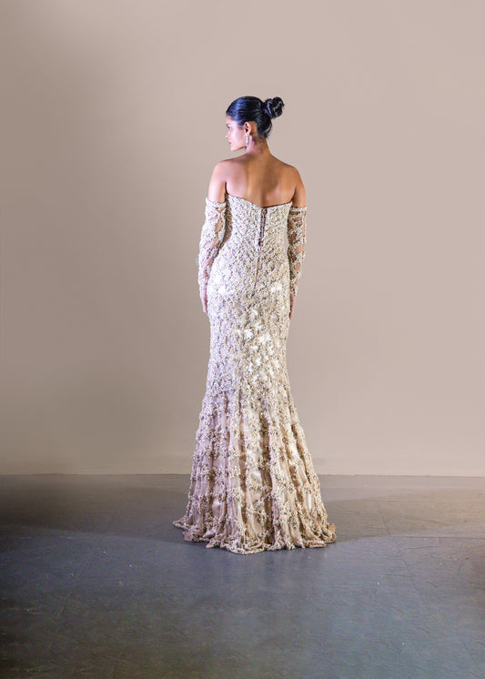 CHAMPAGNE GOLD - FISH CUT GOWN SET