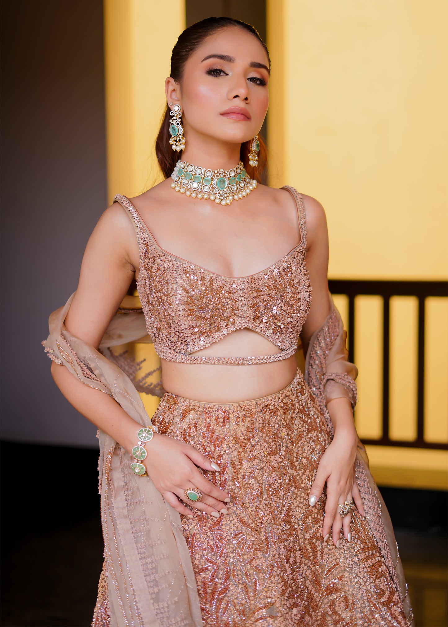 MOCHA LEHENGA SET