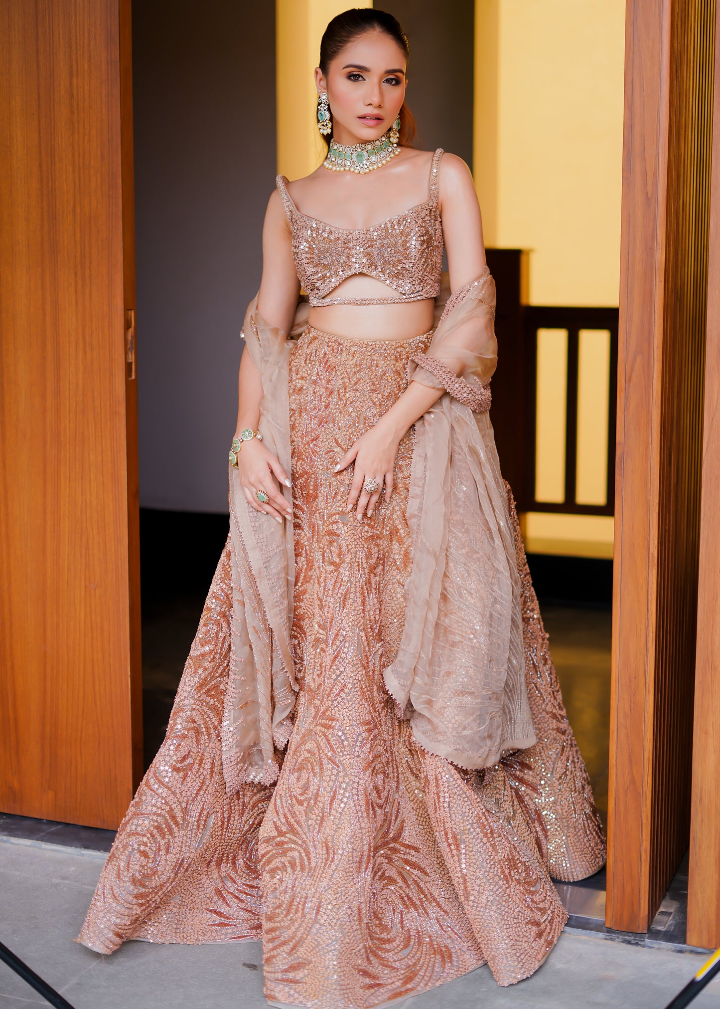 MOCHA LEHENGA SET