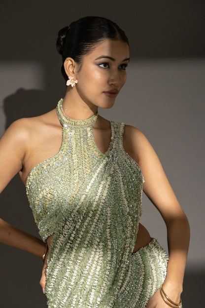 MINT GREEN DRAPE SAREE