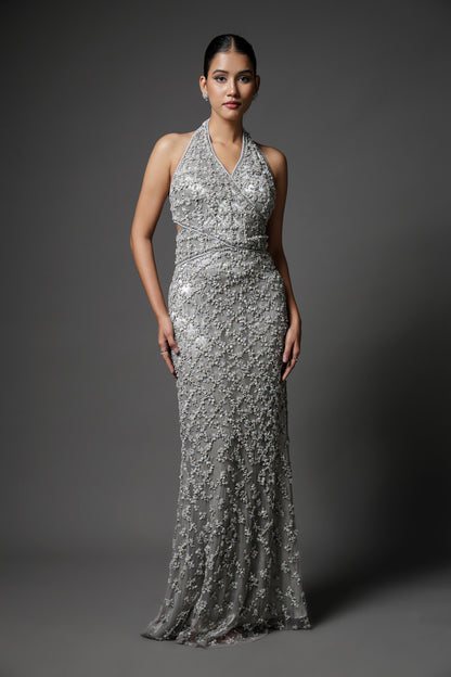 SILVER STRAIGHT FIT DRESS SET