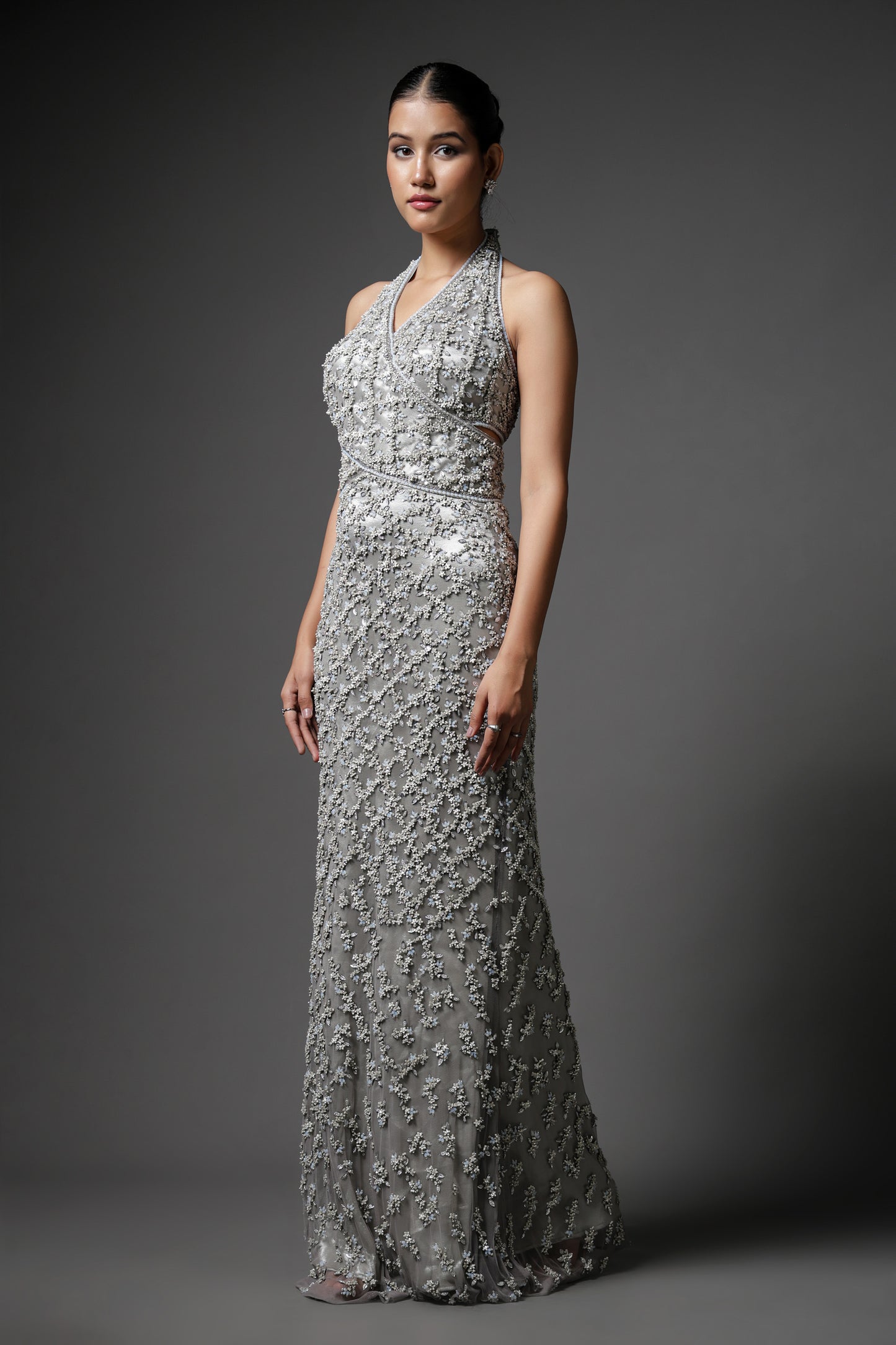 SILVER STRAIGHT FIT DRESS SET