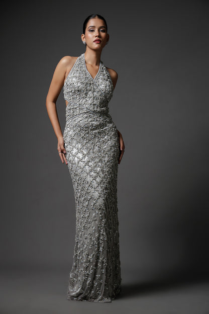 SILVER STRAIGHT FIT DRESS SET