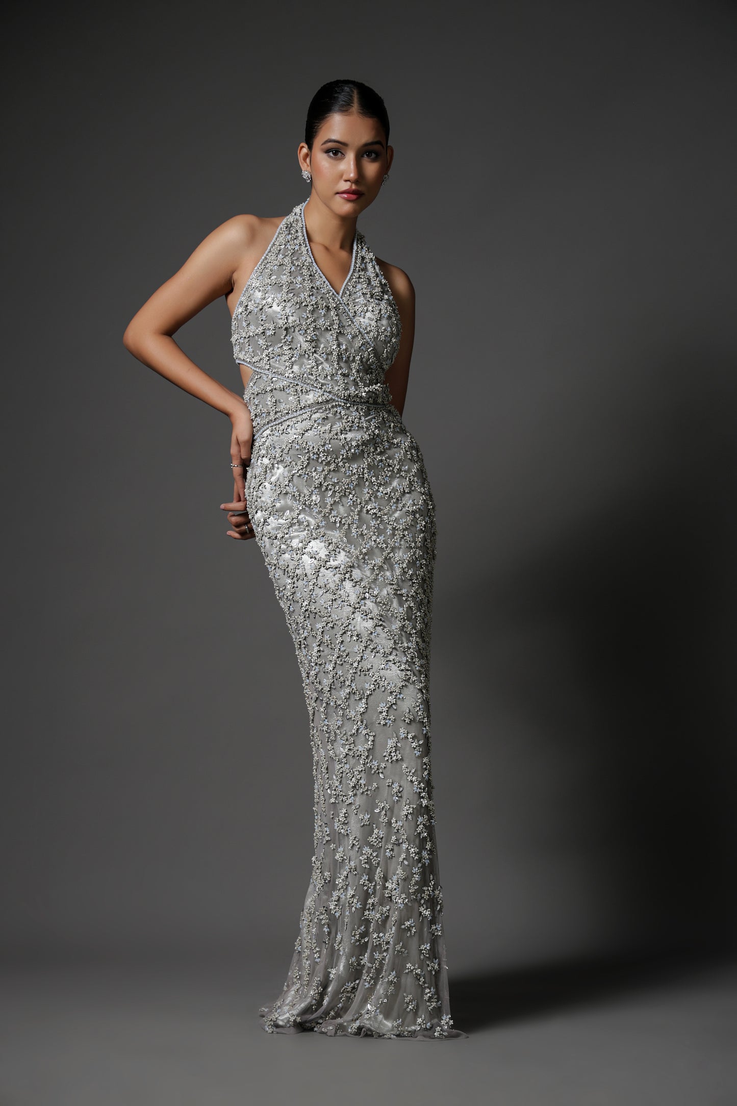 SILVER STRAIGHT FIT DRESS SET