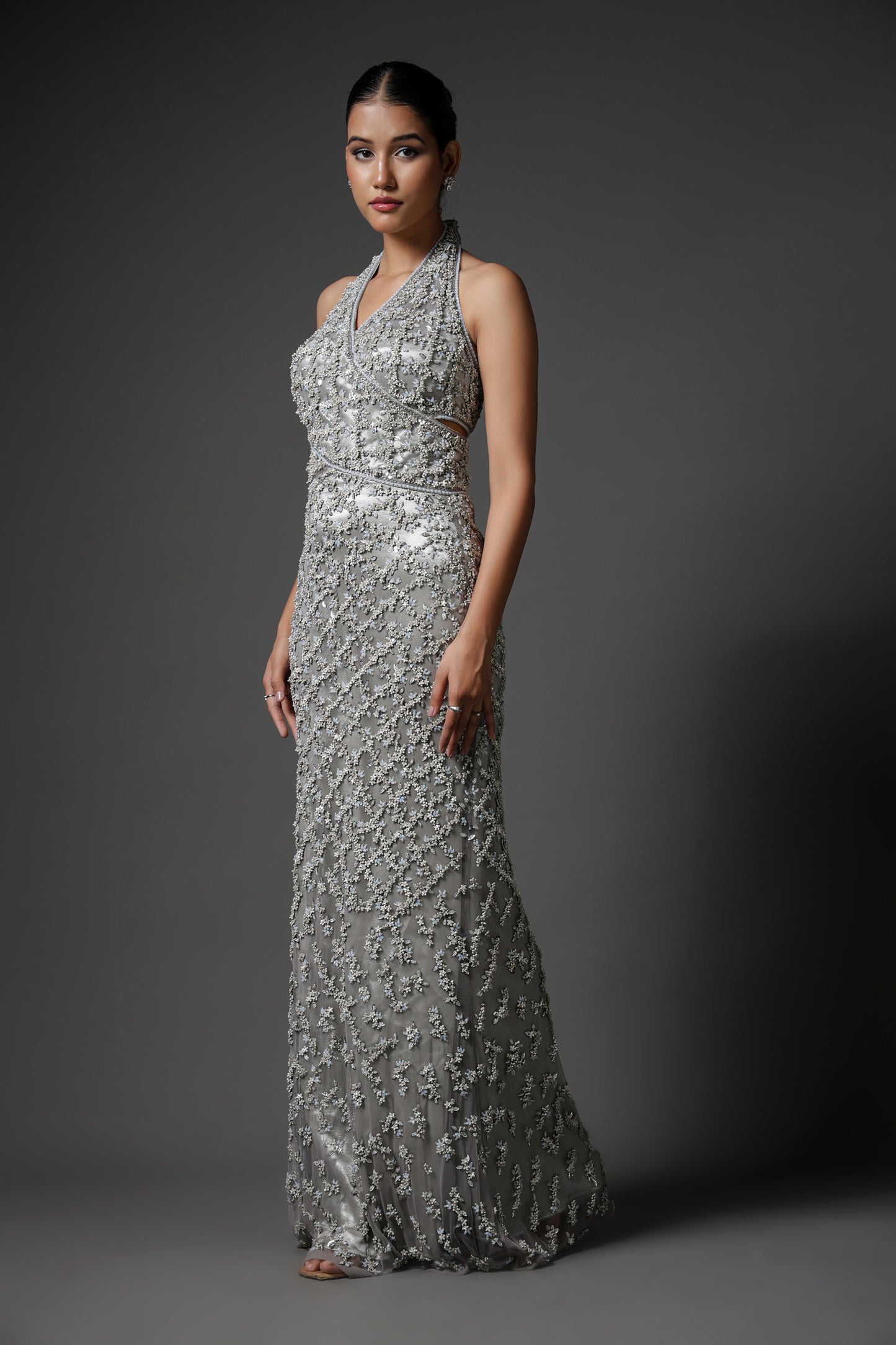 SILVER STRAIGHT FIT DRESS SET