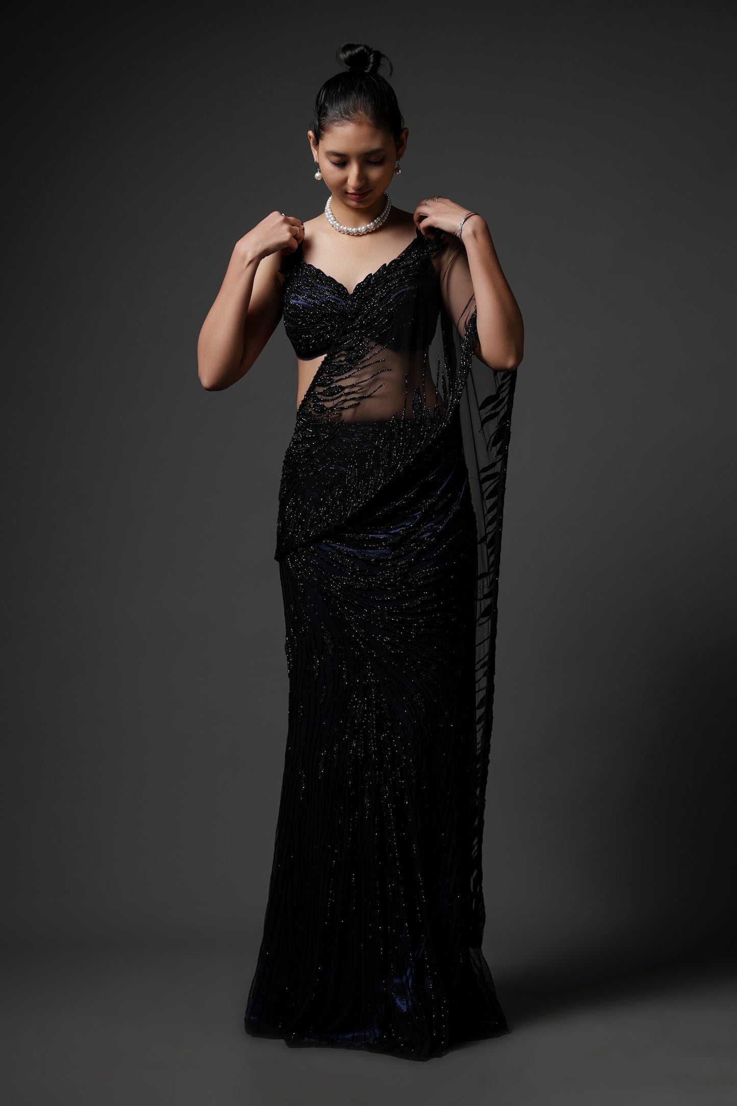 BLACK DRAPE SAREE