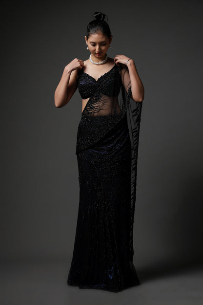 BLACK DRAPE SAREE
