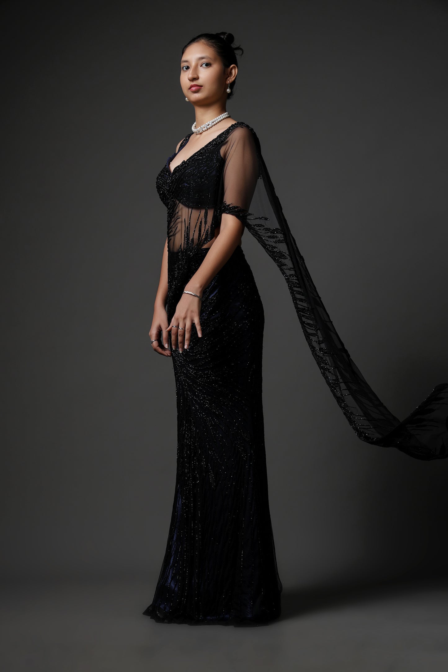 BLACK DRAPE SAREE