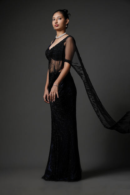 BLACK DRAPE SAREE