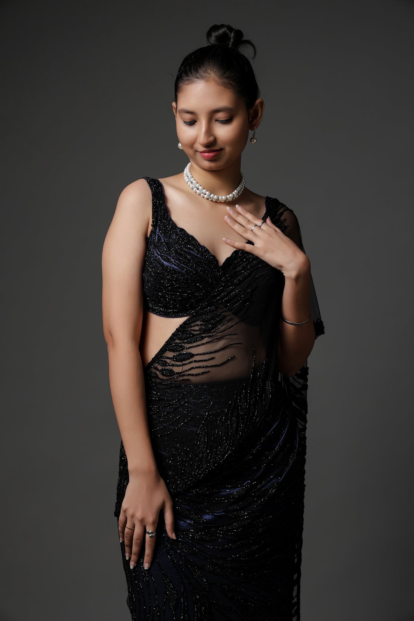 BLACK DRAPE SAREE
