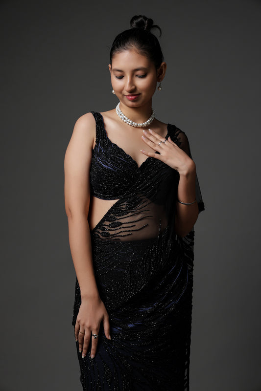 BLACK DRAPE SAREE