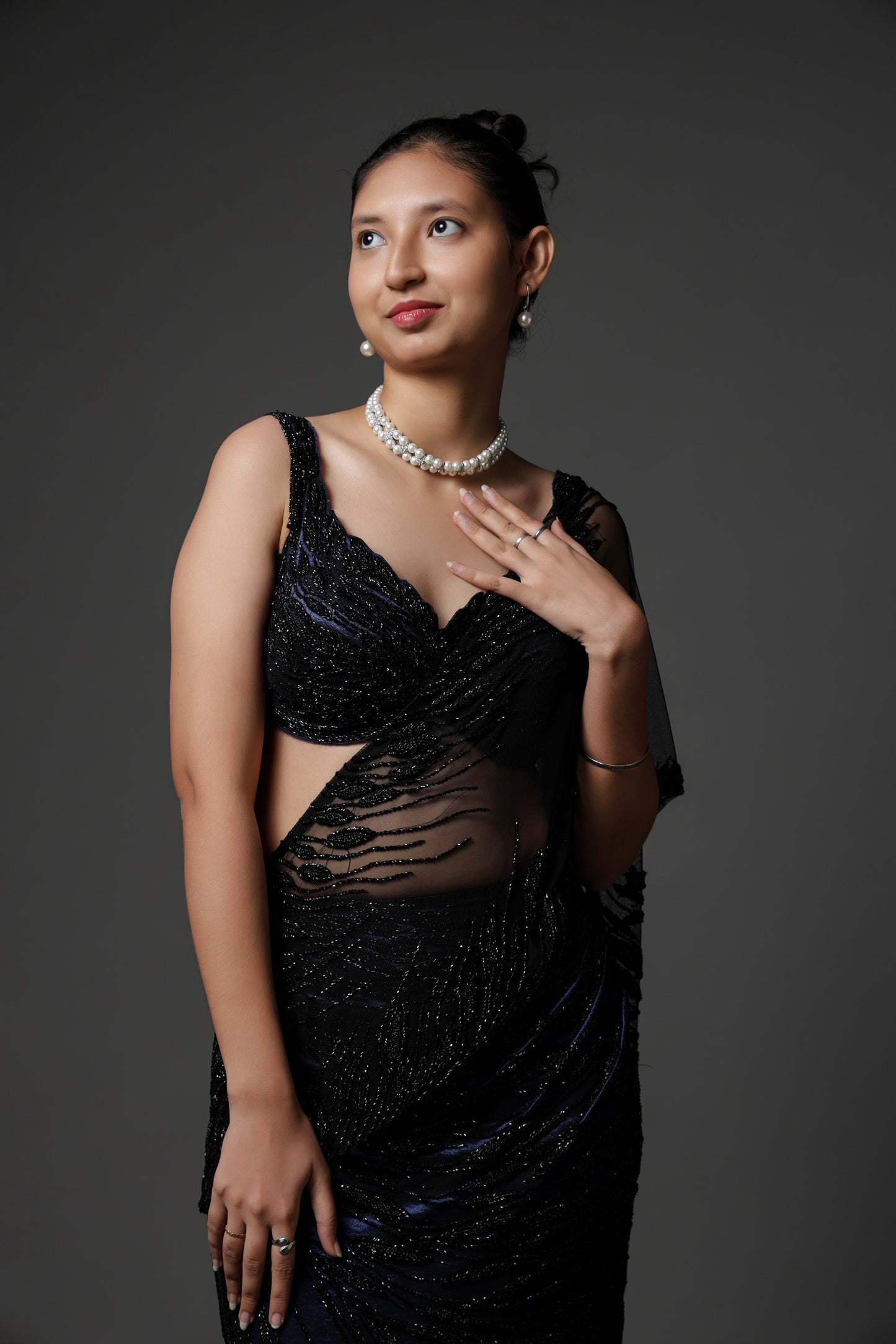 BLACK DRAPE SAREE