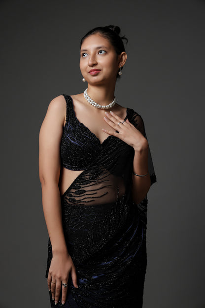 BLACK DRAPE SAREE