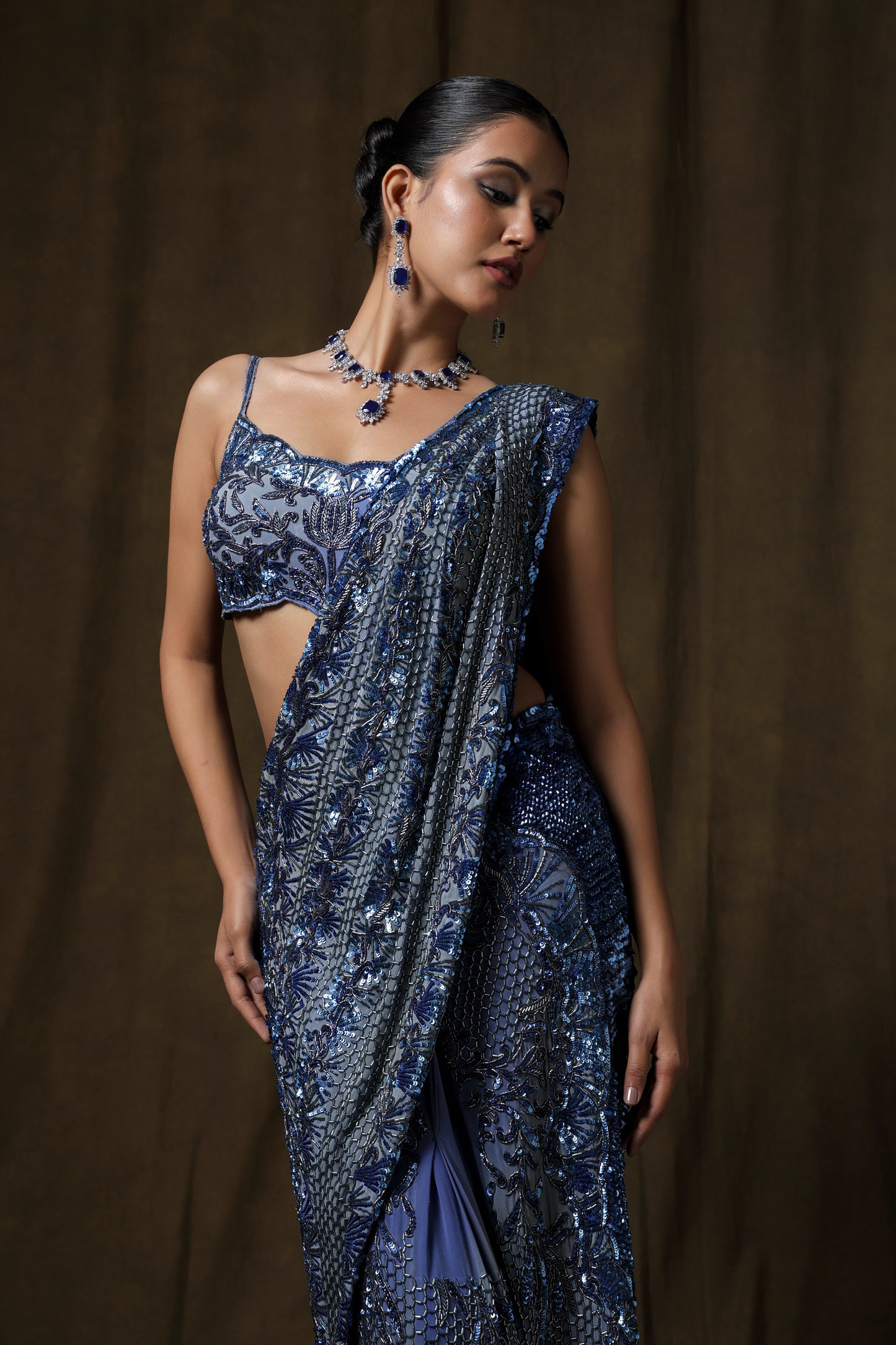 BLUE DRAPE SAREE