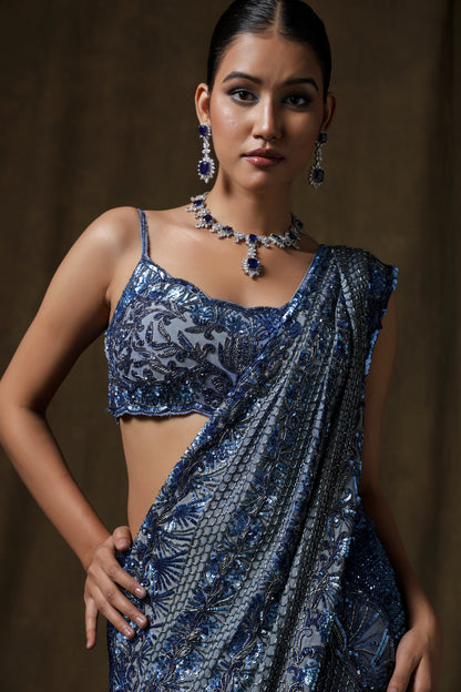 BLUE DRAPE SAREE