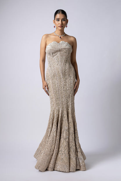 SILVER FISH CUT GOWN SET