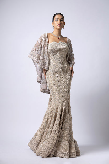 SILVER FISH CUT GOWN SET