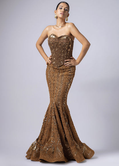 AURIC MUSE FISH CUT GOWN