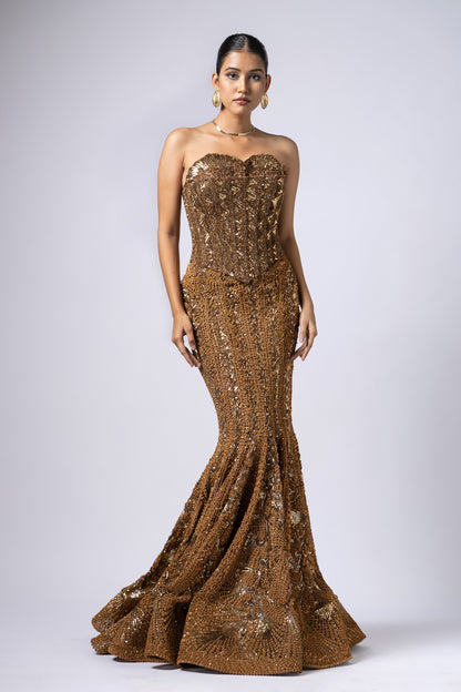 AURIC MUSE FISH CUT GOWN
