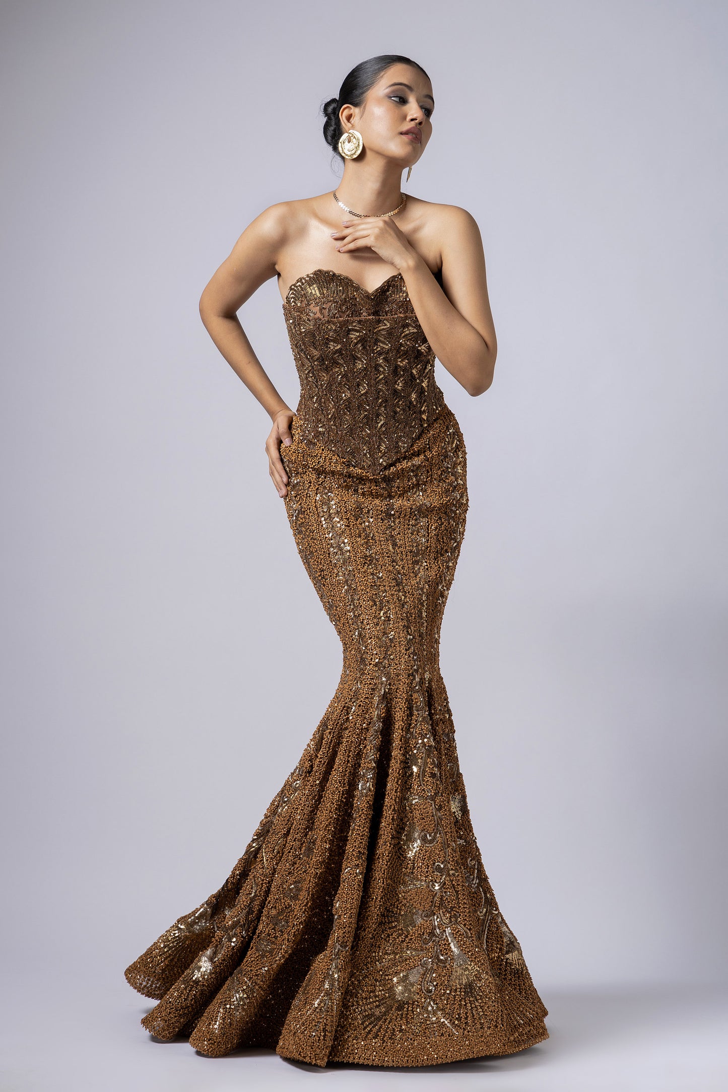 AURIC MUSE FISH CUT GOWN