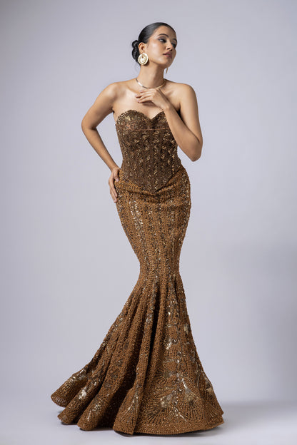 AURIC MUSE FISH CUT GOWN