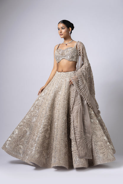 SILVER LEHENGA SET