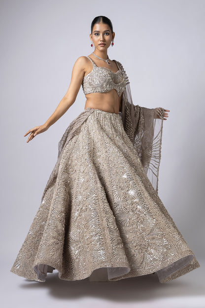 SILVER LEHENGA SET