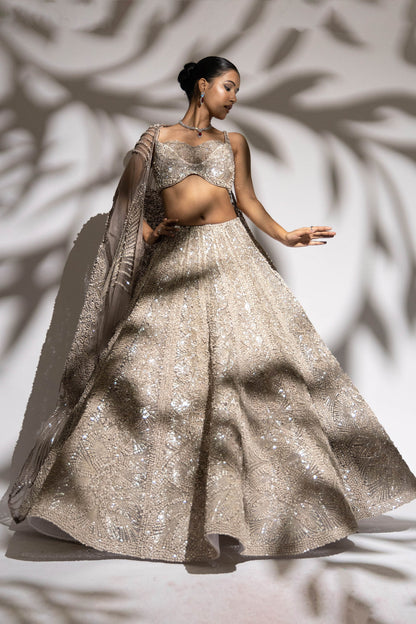 SILVER LEHENGA SET