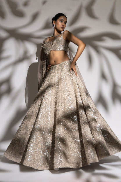 SILVER LEHENGA SET