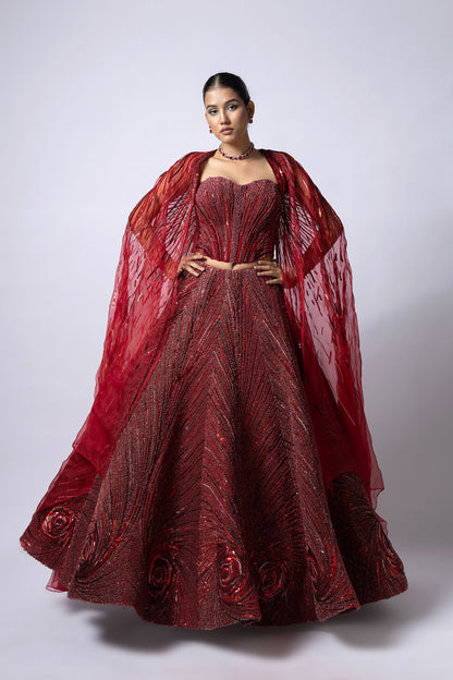 RED SKIRT SET