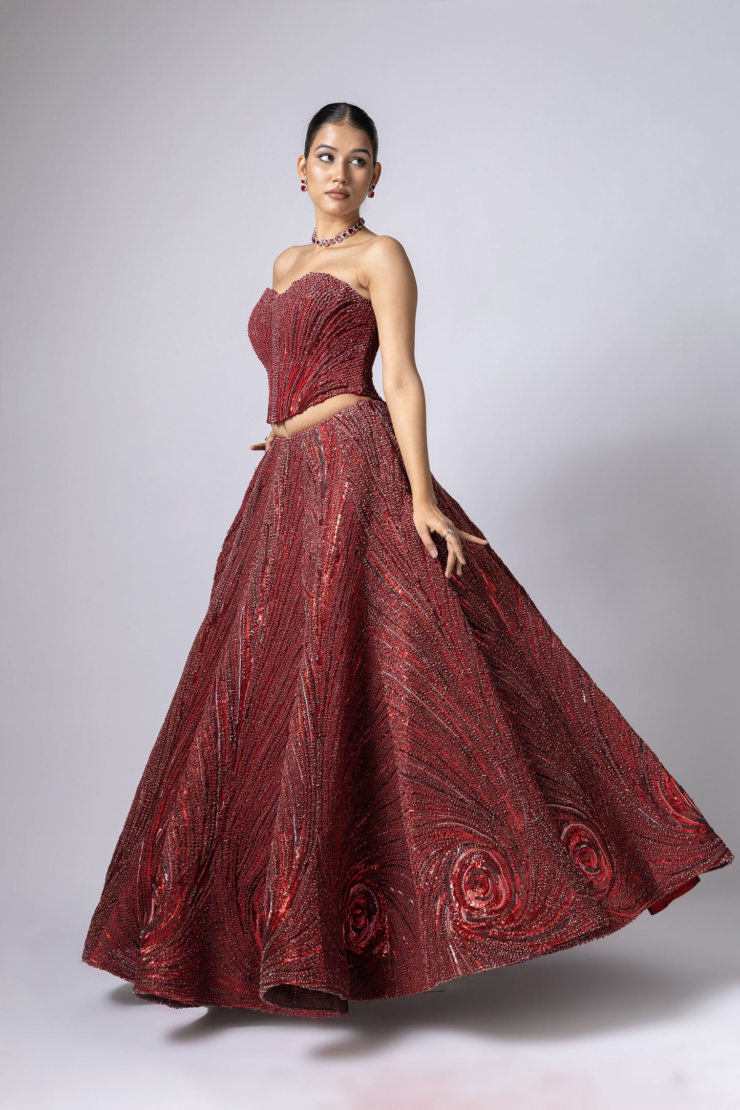 RED SKIRT SET