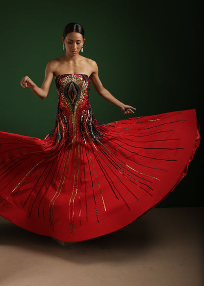 RED A LINE DRESS