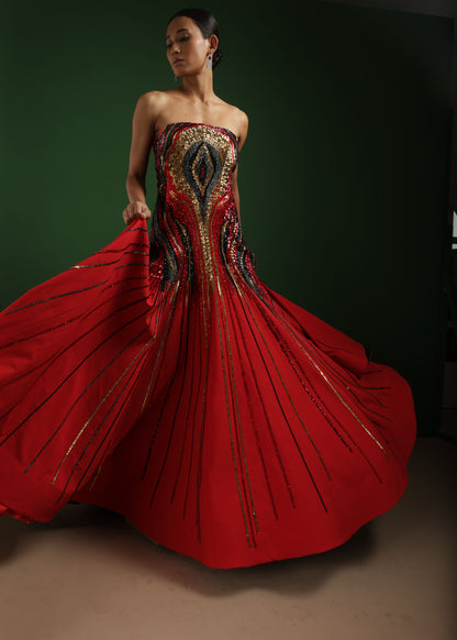 RED A LINE DRESS