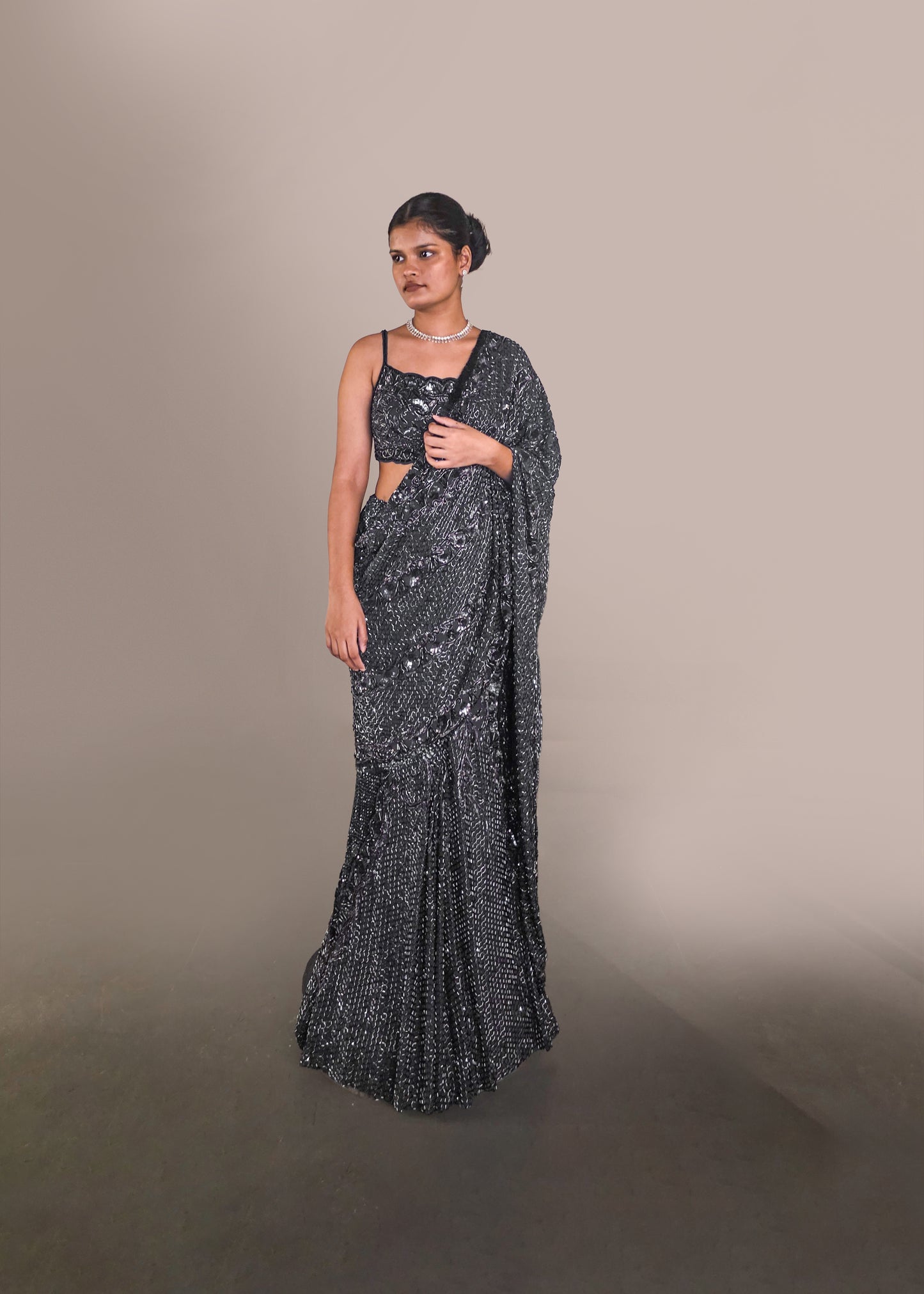 NAVY BLUE DRAPE SAREE