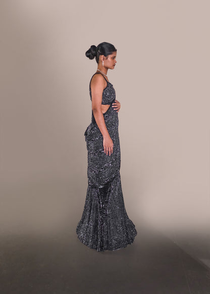 NAVY BLUE DRAPE SAREE