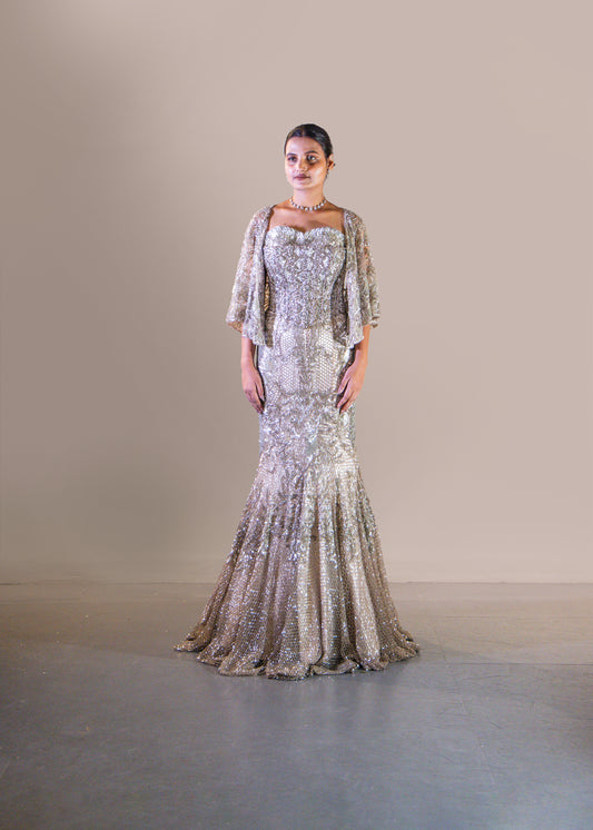 SILVER FISH CUT SKIRT SET