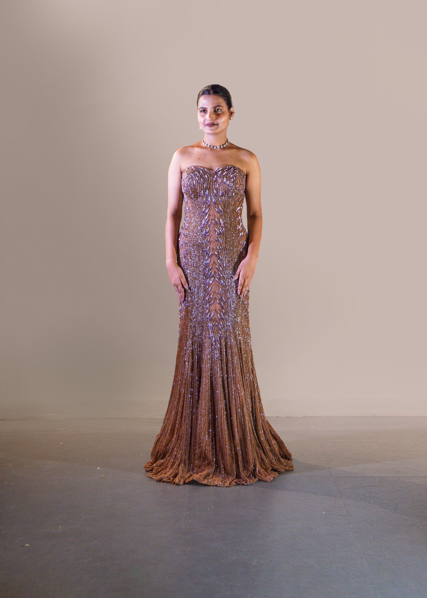 VINTAGE MOCHA FISH CUT DRESS