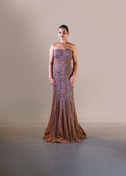 VINTAGE MOCHA FISH CUT DRESS