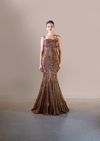 COPPER GOLD FISH CUT GOWN