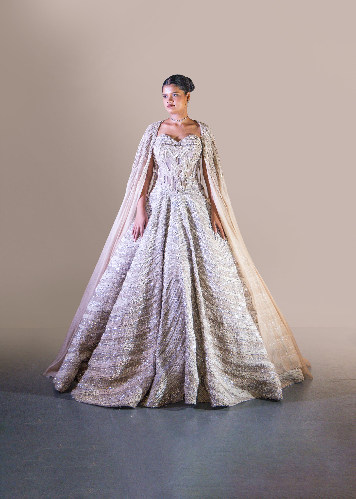 SILVER BALL GOWN SET