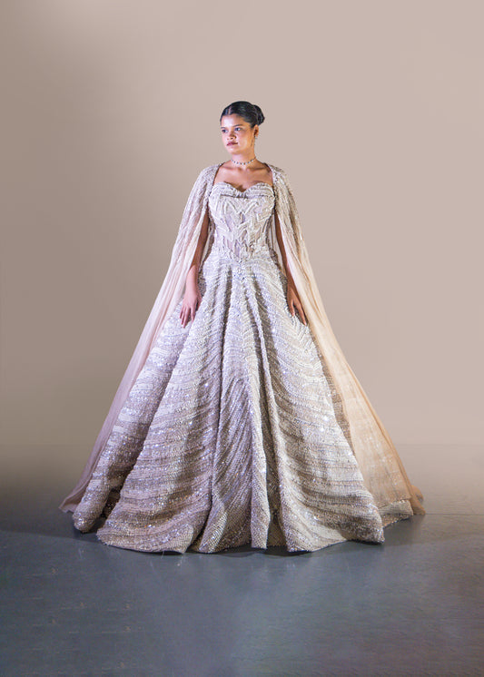 SILVER BALL GOWN SET