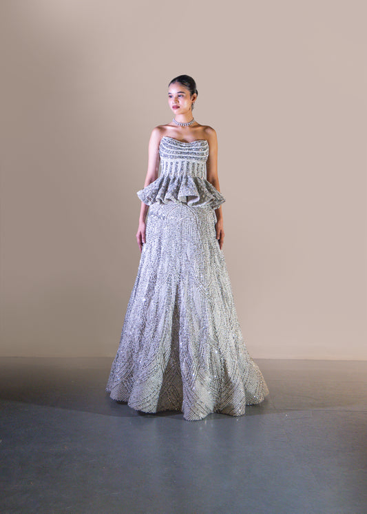 MIDNIGHT SILVER A LINE SKIRT SET